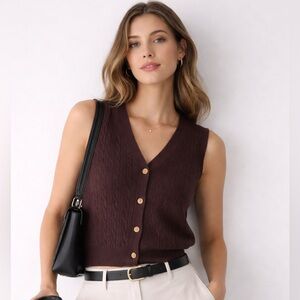 🤎 Elaquor Cable Knit Sweater Vest | Size 0XL